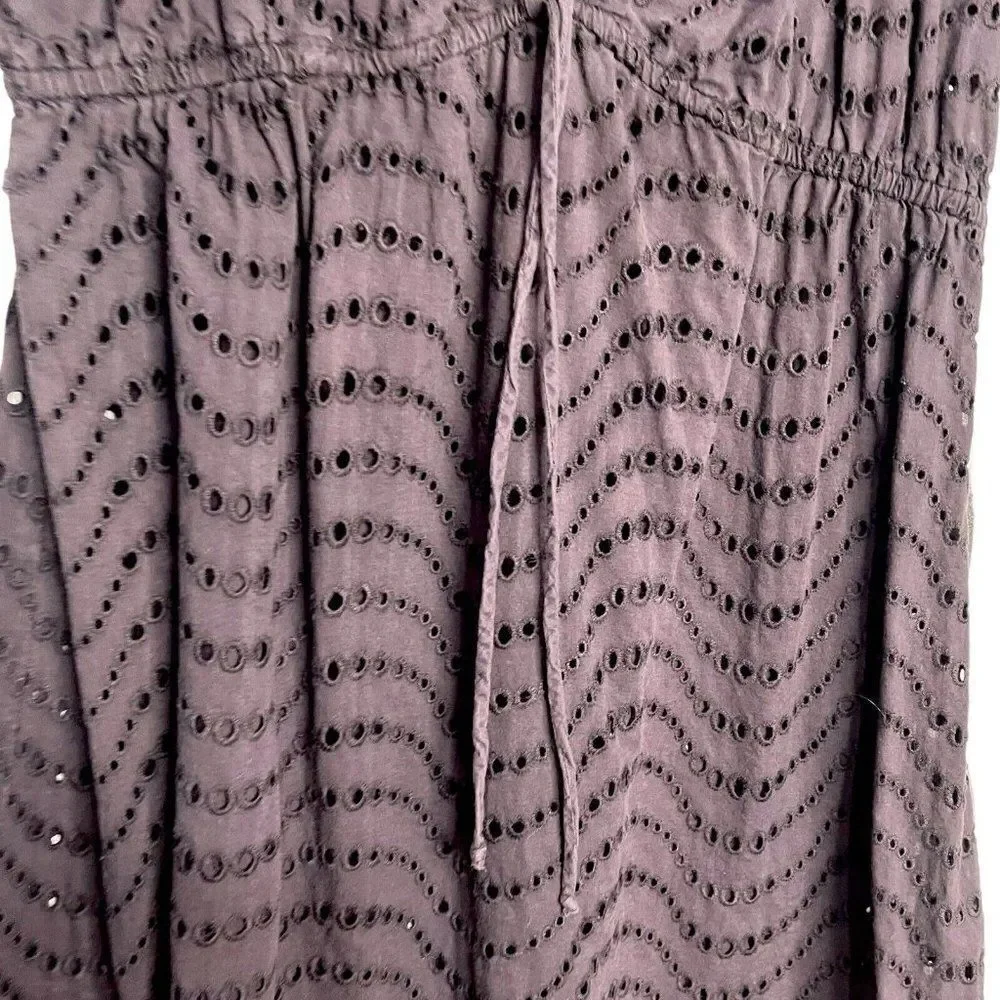 La Blanca By Rob Beattie Mini Dress Women's Medium Purple Eyelet Drawstring Boho